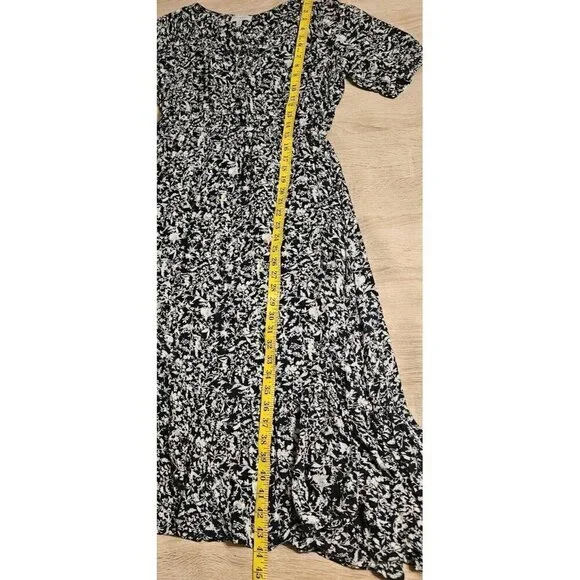 Lucky Brand Size M Blue & White Leaf Pattern Maxi Dress Lightweight Lined - Picture 6 of 9